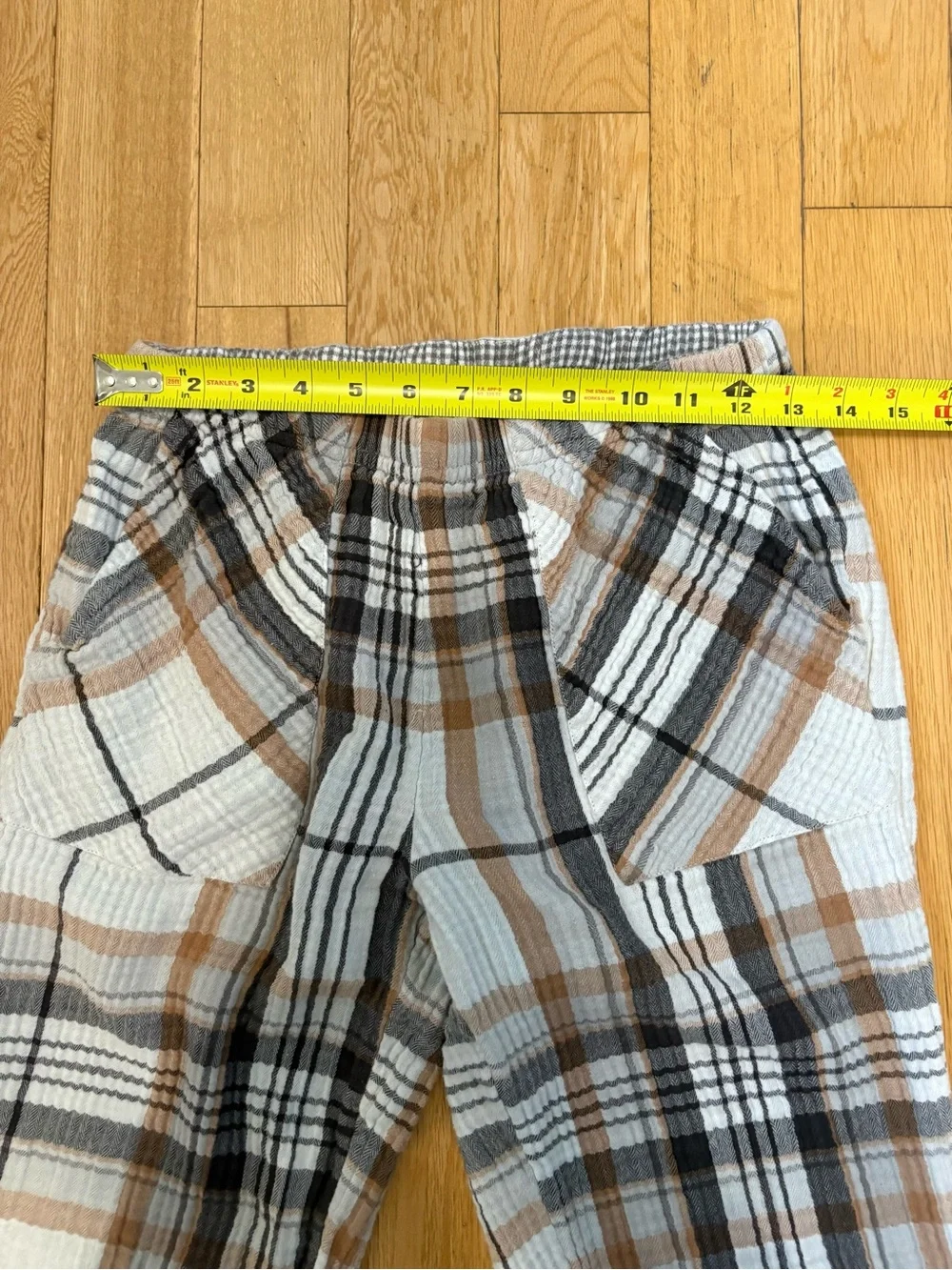 Aerie Soft Gauze Pajama Jogger Pants Plaid Neutral Coastal Boho Loungewear XS
